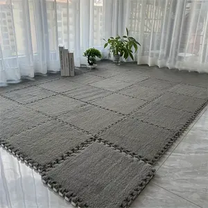 12 pieces, creative spliced carpet, full-coverage floor mat, solid color square bedside rug, bedroom foot mat, Decorative Area Rug, Textured Rug Mat, 11.8*11.8 Inch