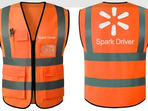 Driver High Visibility Safety Vest with Pockets for Delivery Drivers and Logistics Professionals (Orange)