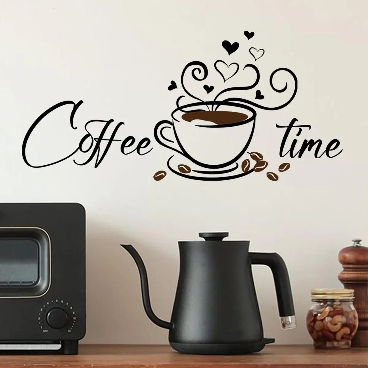 Coffee & Letter Pattern Wall Sticker, 1 Set Self Adhesive Wallpaper, Decorative Sticker for Home Living Room Kitchen Dining Room, Sticker Decorations, Vinyl Stickers, Decal Sticker, Wall Art Stickers, Household Decoration Supplies, Wall Decals