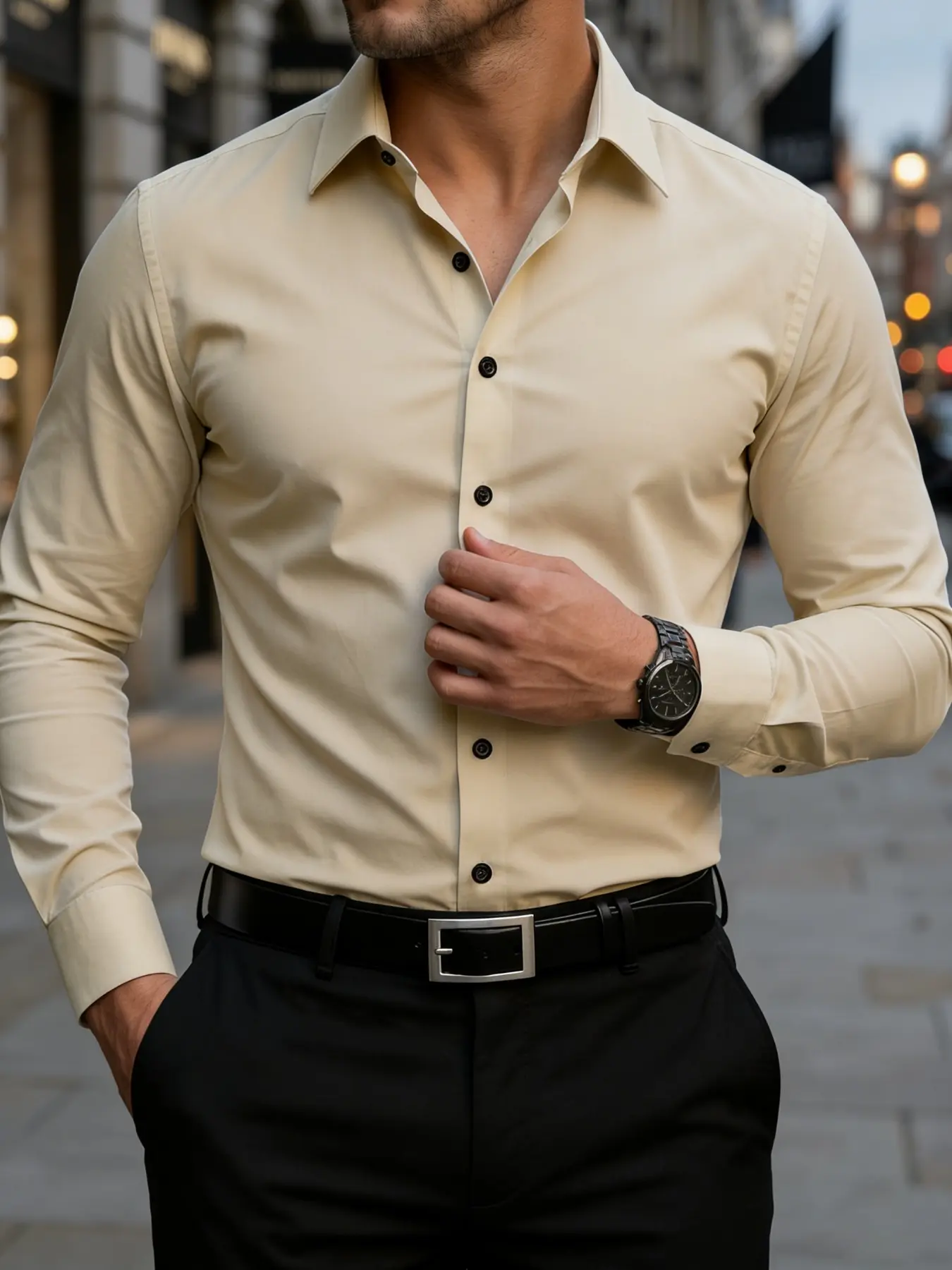 Men's Formal Shirt Csc11, Classic Collar Button Up Business Shirt, Long Sleeve, All Seasons, Durable, Customizable