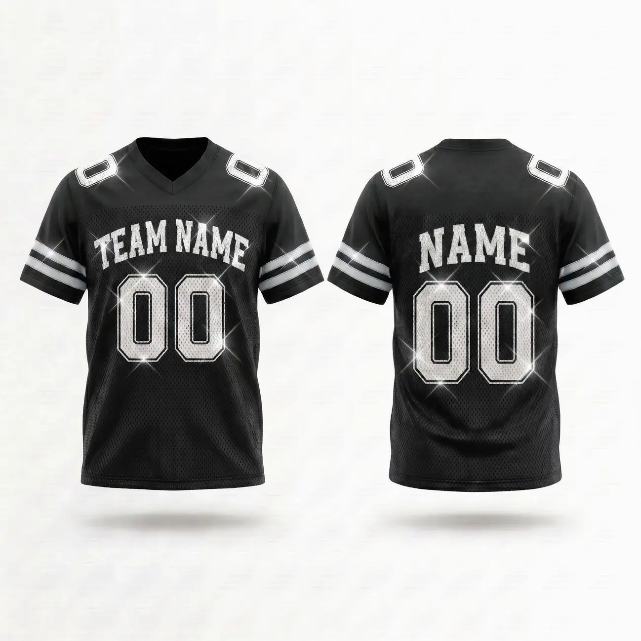 Personalized Team Name & Number Black Blink Football Jersey Spandex mix Mesh (Real Photos Included)