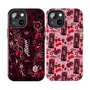 Cute Alani Nu Energy Drink Cherry Bomb Coquette Dice Pattern Heavy Duty Tough Phone Case Shockproof Drop Protection Durable Hard Cover Trendy Gift for iPhone 11 12 13 14 15 16 17 Pro Max Plus