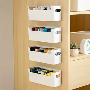 4 PC No-Drill Wall-Mounted Storage Boxes, Multi-Scene Underwear Socks Organizer, Thick Plastic Durable Material, Home Essential