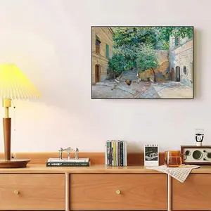 Chicken & Garden Pattern Unframed Painting, 1 Count Modern Canvas Wall Art, Wall Decor for Home Living Room Bedroom Office School