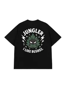 Jungler I Like Bushes Oversized Graphic T-Shirt League of Legends Funny Meme Streetwear Unisex 100% Cotton