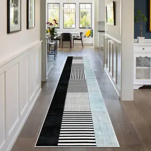 Geometric Line Pattern Runner Rug, 1 Count Non-slip Washable Floor Mat, Decorative Carpet for Home Living Room Bedroom Study Room, Modern Geometric Rug, Washable Runner Rugs