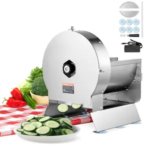 VEVOR Electric Vegetable Slicer,  0-0.5"/0-12mm Thickness Adjustable Commercial Slicer Machine, Convertible to Manual, Stainless Steel Food Cutter Slicing Machine, for Potato, Lemon, Tomato, Apple