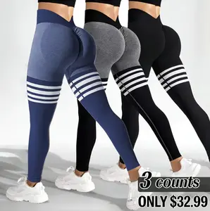 Hijesse Women's 3 Pack High Waist Seamless Yoga Leggings, Butt Lifting Tummy Control Workout Pants, Stretch Athletic Gym Running Leggings for Daily Sports