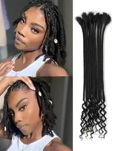 Loc Extension Human Hair 0.4cm Width 12inch 30 Strands 100% Full Handmade Permanent Dreadlock Extension Human Hair for Women/Men/Kids Can Be Dyed Bleached Curled