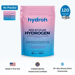 Hydroh Molecular Hydrogen Tablets – Raspberry Flavor | 4-Pack Bundle | Antioxidant Support & Deep Hydration | 150 Effervescent Tablets