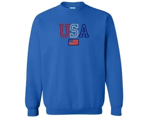 Embroidered USA Sweatshirt, July 4th Sweatshirt, Patriotic Sweatshirt