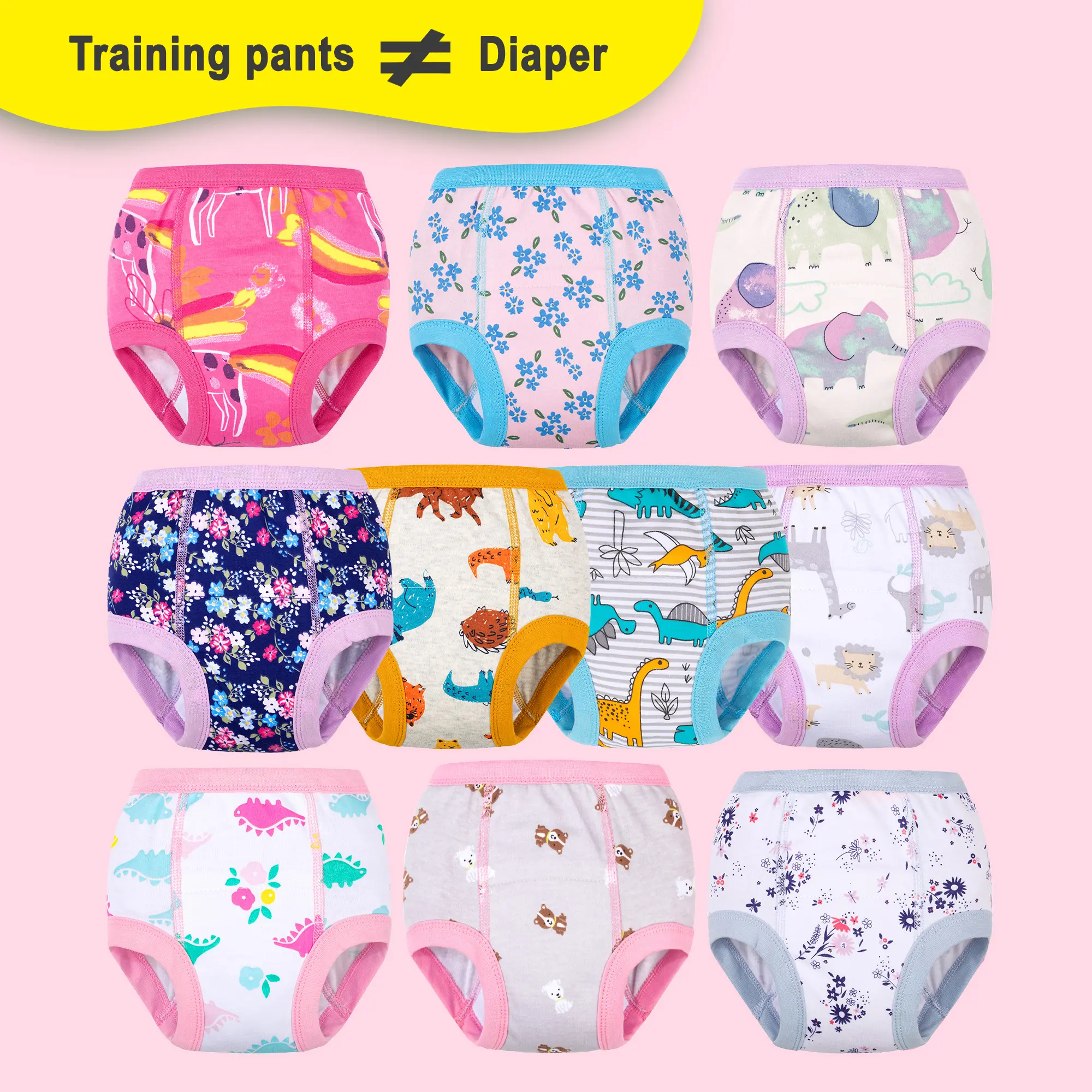 Big Elephant Boys Girls Potty Training Pants 6 Pack & 10 Pack Selection 100% Skin-Friendly Cotton Light Absorb Toddler Toilet Training Underwear Sizes 12M-10Y,back to school