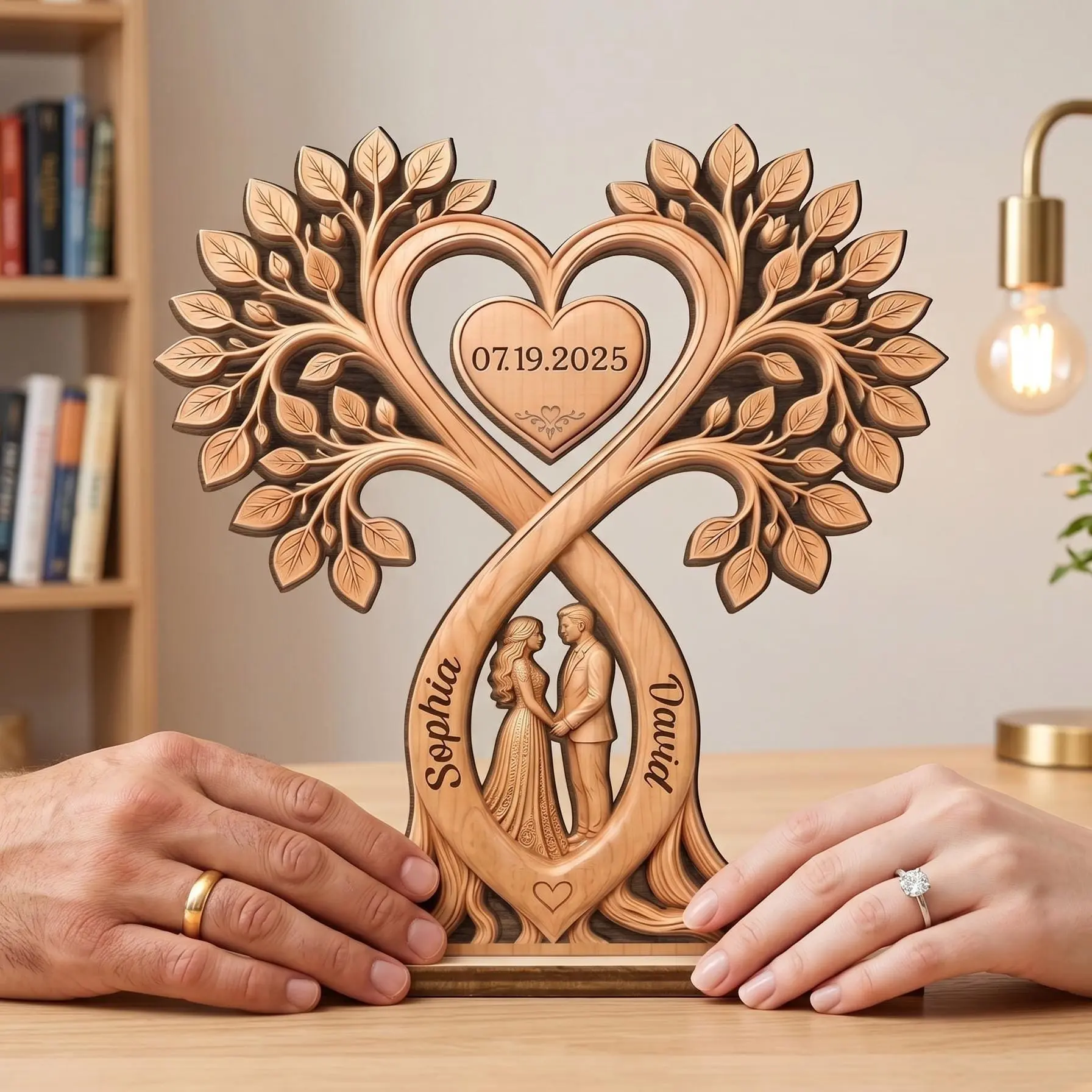 Personalized Couple Heart Tree Wooden Block, Custom Couple Name Sign, Anniversary Gift, Rustic Wedding Gifts, Anniversary Gifts For Him, Wedding Stuff, Sentimental Boyfriend Gifts