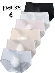Men's Ice Silk Invisible Seamless Plain Underwear Set of 6, Morandi Color Series, Casual Slim-Fit, All-Seasons, Daily Commute Versatile Style