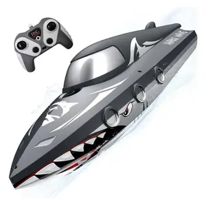 33cm Shark Theme Remote Control Boat Toy, Waterproof High-Speed Electric Boat, 2.4g, 2 Rechargeable Batteries, Outdoor Fun Gift