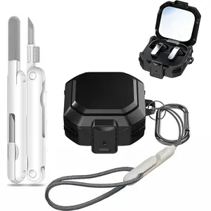 Lock Case Compatible with Galaxy Buds 4/Buds 4 Pro with Cleaning Pen Kit,Shockproof Rugged Cover Keychain and Strap for Women Men
