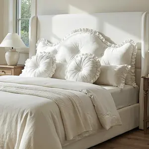 【Cozydozy】Decorative Pillows for Bed 4 Set Include Headboard Body & Round Throw Pillows for Aesthetic Bedroom Decor House Warming Gifts New Home