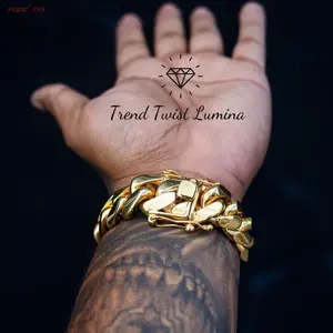 8/10/12/14/16/18/20/22mm Golden Width Heavy Mens Soild Cuban Link Chain Bracelet Brass Stainless Steel Miami Bangle Hip Hop Jewelry Gift