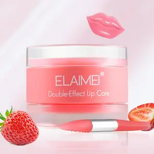 ELAIMEI Lip Mask, Lip Treatment, Strawberry Flavor, Dual-action (scrub + moisturizing), Enriched with Beeswax, Petroleum Jelly, Coconut Oil, Creates Soft & Hydrating Lips, Lightens Lip Lines, Lip Balm Enhancer