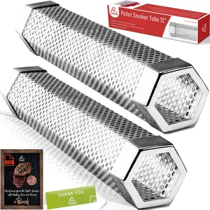 Premium Pellet Smoker Tube 12" (Set of 2) - 5 Hours of Billowing Smoke, Hot or Cold Smoking for Any Grill or Smoker, An Easy and Safe Way to Provide Smoking, Free eBook Grilling Ideas & Recipes