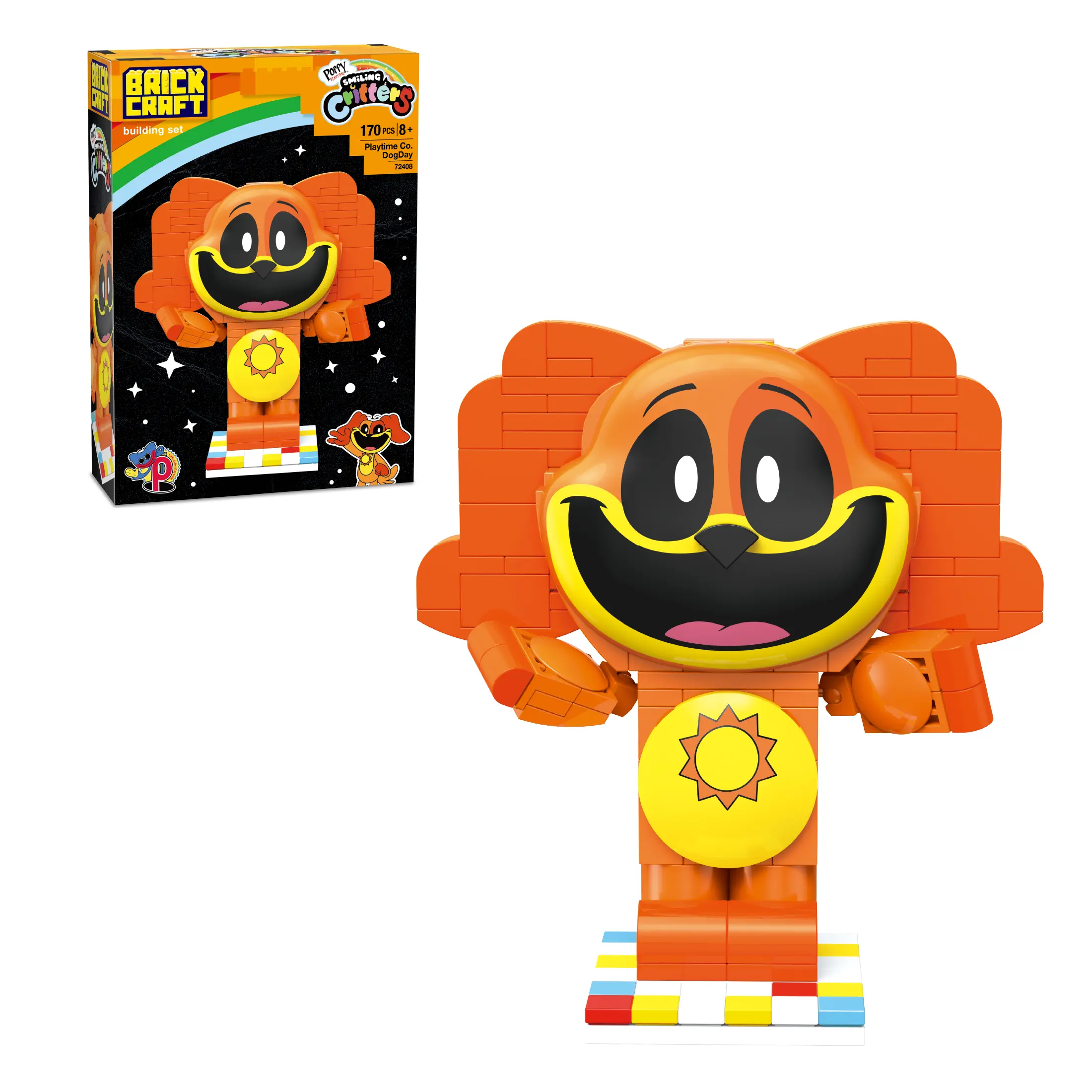 Brickcraft Poppy Playtime Smiling Critters DogDay Building Set, 170-Piece Brick Figure with Checkered Display Base for Kids & Adults 8+