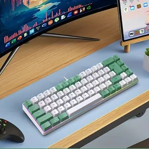 68/61-Key RGB Gaming Keyboard! Wired TpcKey with Film Design, Detachable Cable. K701 RGB Luminescence for Ultimate Gaming