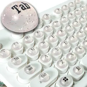 SQ-KCS002 128 Pcs Keyboard Keys Gap Expander for Long Nails Typing and Gaming, Full Self-Adhesive Symbolic and Alphanumeric Silicone Keys for Keyboards and Laptops (Hemisphere-Pink)