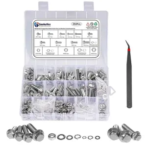 292PCS Heavy-Duty Metric Flange Bolts ,Nuts & Washers Set - Stainless Steel & Black Zinc Plated  - Industrial Matte Finish - Ideal for Automotive Repair & Home DIY Projects  (Including M6 M8 M10 / 6mm 8mm 10mm Sizes)