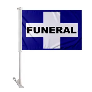 AGAS Funeral Cross Flag: Double Sided Polyester Car or Motorcycle Flag