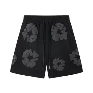 Denim Tears 2026 Women's 2-Piece Set: Floral Print Pocket Tee & Elastic Waist Sweatpants Shorts | Comfortable & Cute Sportswear | Unisex Casual T-Shirt & Beach Shorts