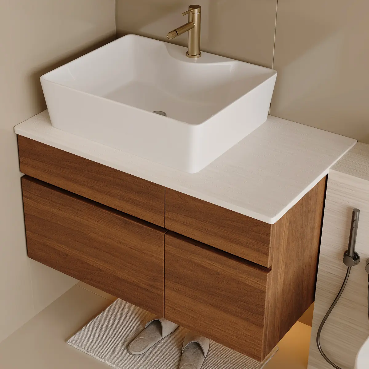 Sleek Streamline Design Ceramic Above-Counter Vessel Sink - 19.3"l * 15"w * 5.1"h Flat Bottom Basin, Pre-Drilled Faucet Hole, Adjustable Drain Pipe for Bathroom Indoor Furniture