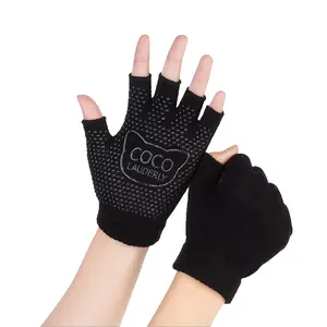 Yoga sports non-slip finger gloves outdoor daily dance sweat-absorbing finger cotton gloves wholesale figure 8 straps