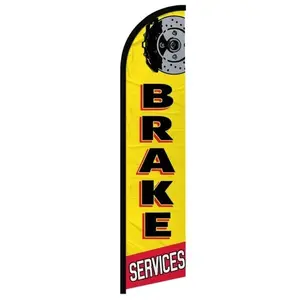 Banner Flag – Yellow Brake Services Design with Brake Disc, Auto Repair Shop Signage, Outdoor Advertising