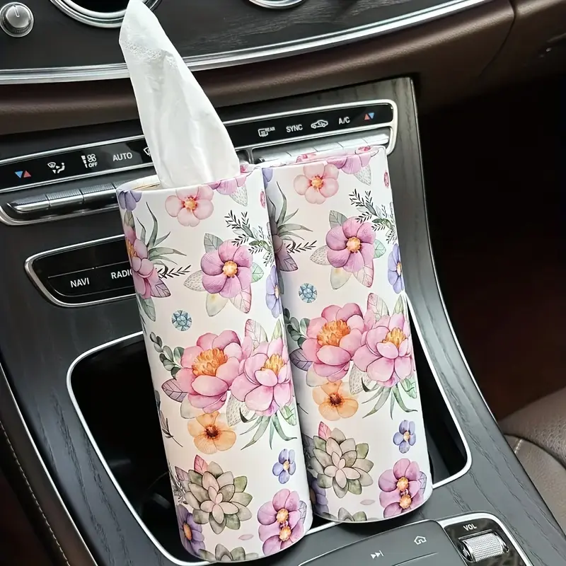 1PC Printed car mounted paper towel cylinder paper towel barrel car seat type cylindrical car paper towel barrel Car Seat Decorative Car Organization Supplies Car Tissue Box