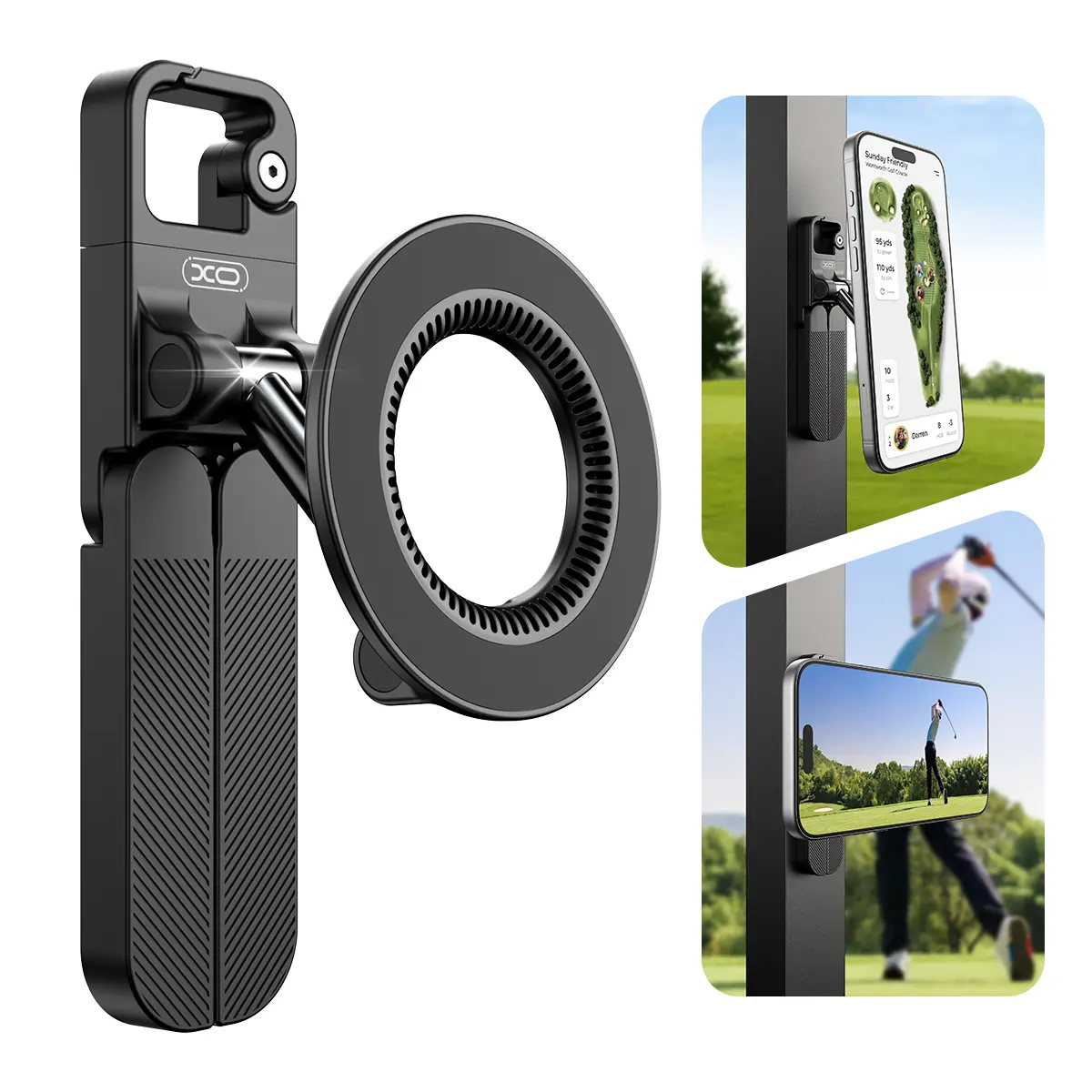 Dual-Sided Magnetic Smartphone Holder, Foldable MagSafe Tripod with 360° Rotating Ring Kickstand & Handheld Grip for iPhone 17 16 15 14 13 & Android, Pocket-Size Portable Phone Accessories for Workout, Landscape