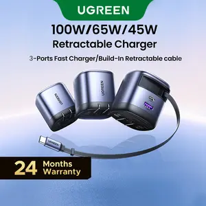 UGREEN 45W/65W/75W/100W 3 in 1 Compact GaN Charger, Retractable USB C Fast Wall Charger with Foldable Plug, Compatable for iPhone 17/16 Series, Galaxy, Pixel, iPad-Cellphone Electronic portable charger,#SummerVibes,mothersdaygift