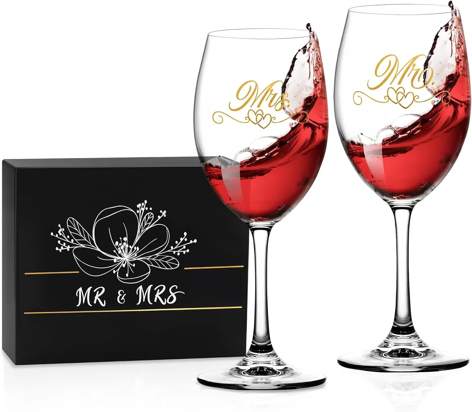 Bridal Shower Gifts Wedding Gifts Engagement  for Couples Newlyweds,Mr and Mrs  Glass Set,Wedding Glasses for Bride and Groom