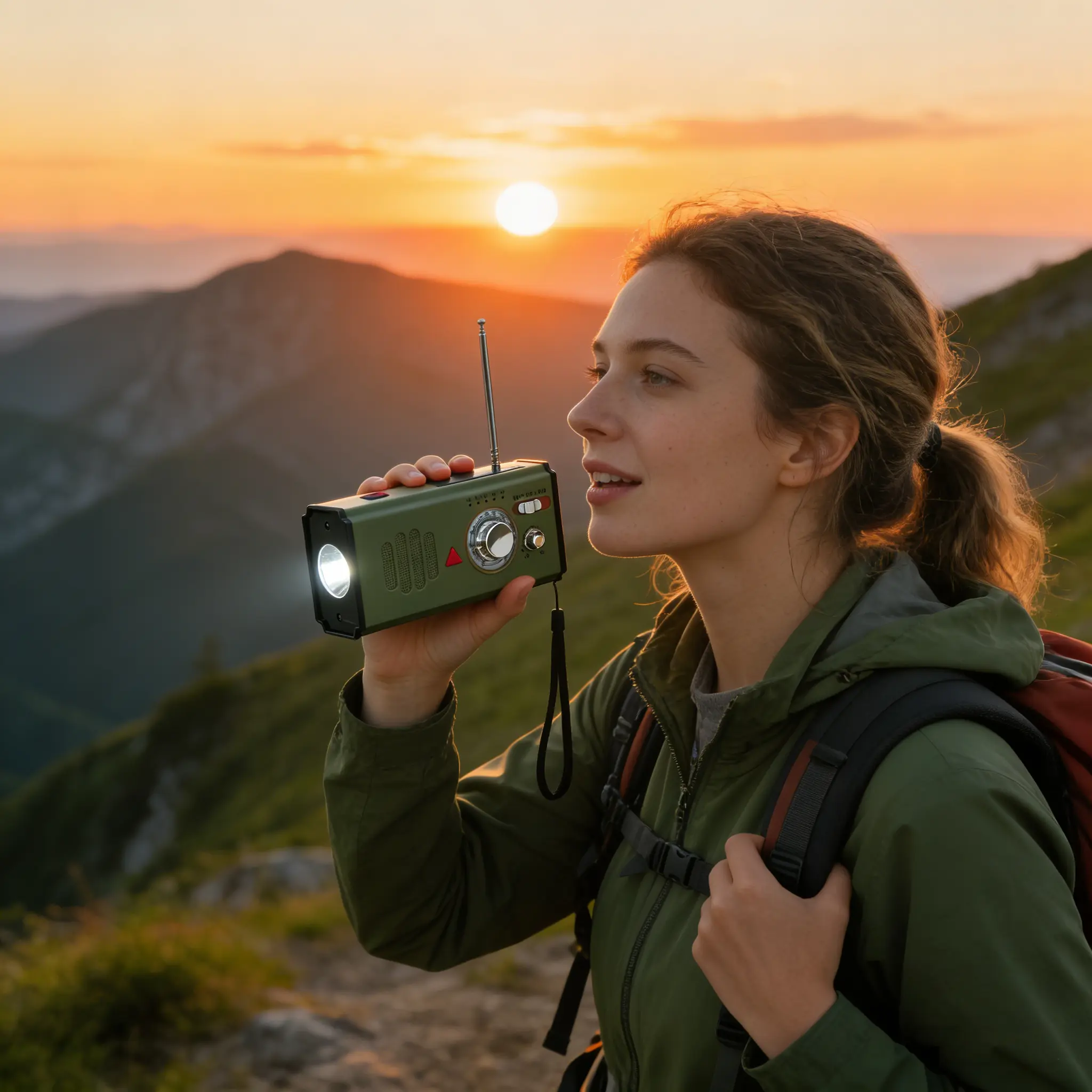 Portable Emergency Radio - Rechargeable AM/FM/WB Reception Model with Hand Crank, Solar Charging, 7400mWh Built-In Battery, 2000mAh Battery Powered, LED Flashlight, USB Port, Compact Design for Power Outage Survival (Home & Bathroom Supplies Gadget), 7400