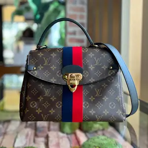 Pre-owned Louis Vuitton Coated Canvas Shoulder Bags Georges MM Monogram Striped Canvas Satchel