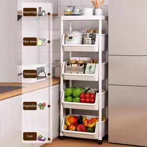 4 Tier White Rolling Storage Cart with Wheels Utility Organizer Shelves Lightweight Multi Purpose Trolley for Kitchen Bathroom Office and Craft Room