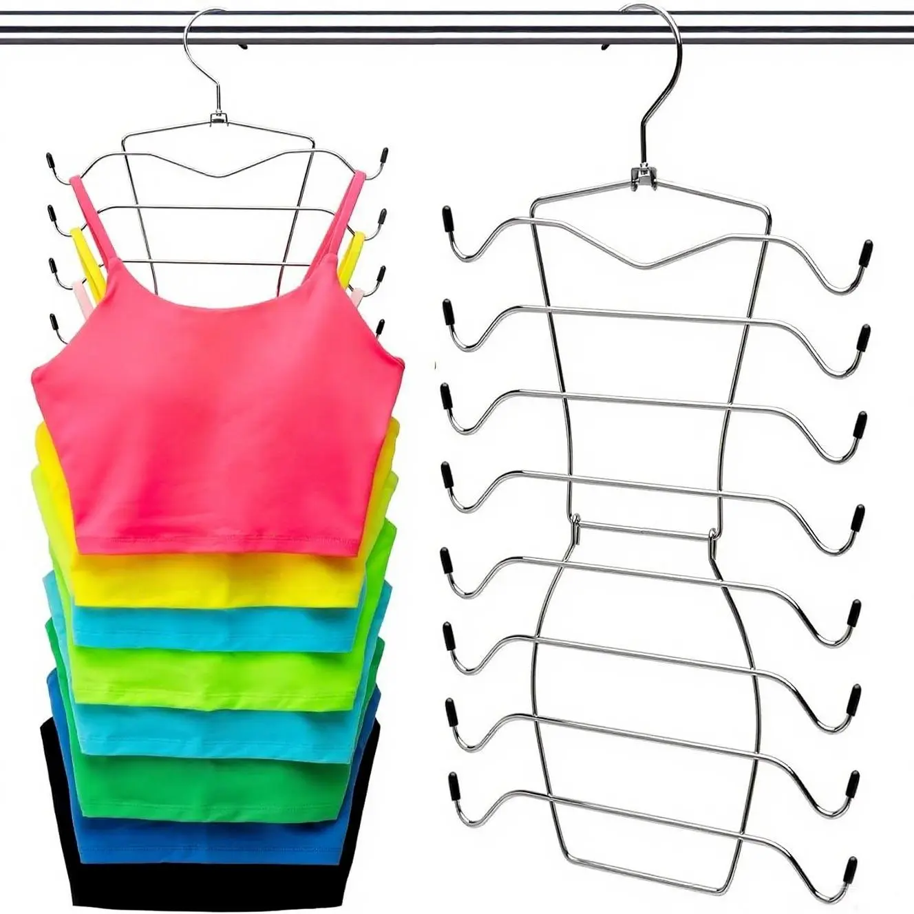 Multifunctional 8-Layer Rotating Stainless Steel Hanger, Non-Slip Foldable Bra Storage Holder, Space-Saving Wardrobe Organizer, Rotatable Clothes Hanger