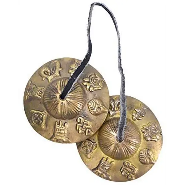 Tibetan Meditation Bells - Tingsha Cymbals with Straps, Percussion Instrument for Yoga, Healing, Metal Alloy