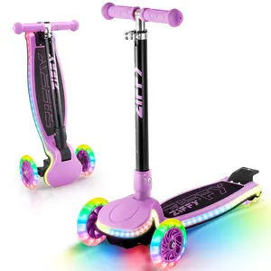 ZIFFY Light-Up Toddler Scooters for Kids 3-8, 3 Wheel Kids Scooter for Boy Girl 110lbs, 20 Dynamic LED Lights, 4 Adjustable Height Ride-on Kick Scooter, Lean-to-Steer Anti-Slip Wide Deck by JOVA