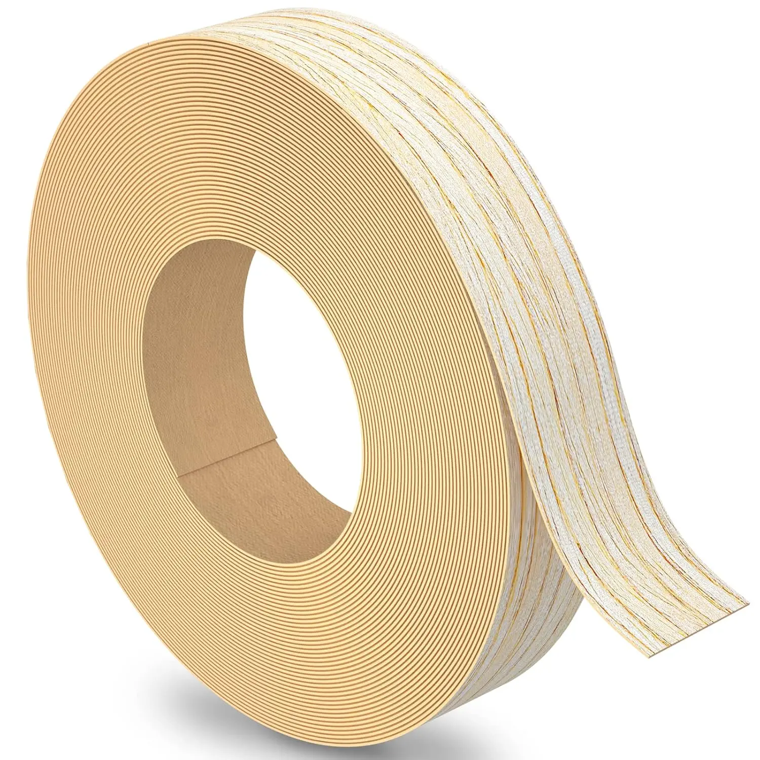 White Oak Real Wood Edge Banding Roll, 3/4 in x 25ft x 0.6mm Pre-Glued with Heat Melt Adhesive, Durable and Elastic Veneer Tape for Cabinet Repair, Furniture Restoration