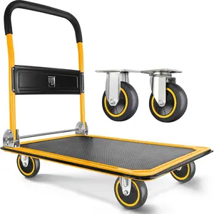 Push Cart  by , Moving Platform Hand , Foldable for Easy Storage and 360  Swivel Wheels with 330lb Weight Capacity, Yellow Color