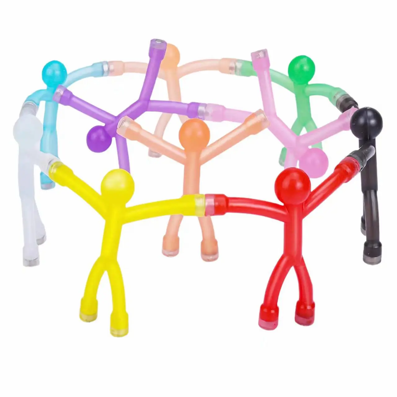 10PCS Magnetic Man Fidget Toys Set with Neodymium Magnets, Colorful Silicone Stress Relief Fidgeting Gadgets, Oddly Satisfying Interactive Desktop Toy, Tangle-Free Workspace Cable Organizer, Interactive Decor for Office Adults