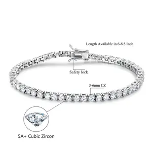 [[5A+ Cubic Zirconia]]  GEMSME 2-6MM CZ Round Cut Waterproof Tennis Bracelet Tennis Anklet Tennis chain for Men Woman Classic Barcelets Anniversary Birthday Engagement Gift High Quality Hiphop Unisex Style