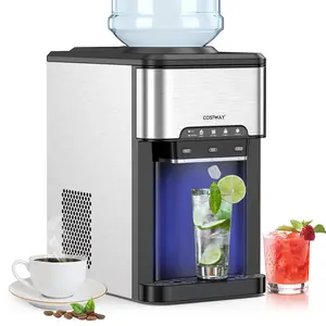 COSTWAY - 3-in-1 Ice Maker with Built-in Water Cooler Dispenser and 3 Temperature Settings