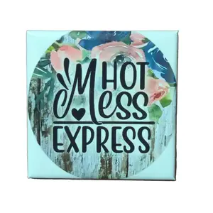 Hot Mess Express Themed 2x2 Refrigerator Magnet, Colorful Home Decor & Home Supplies Accessory