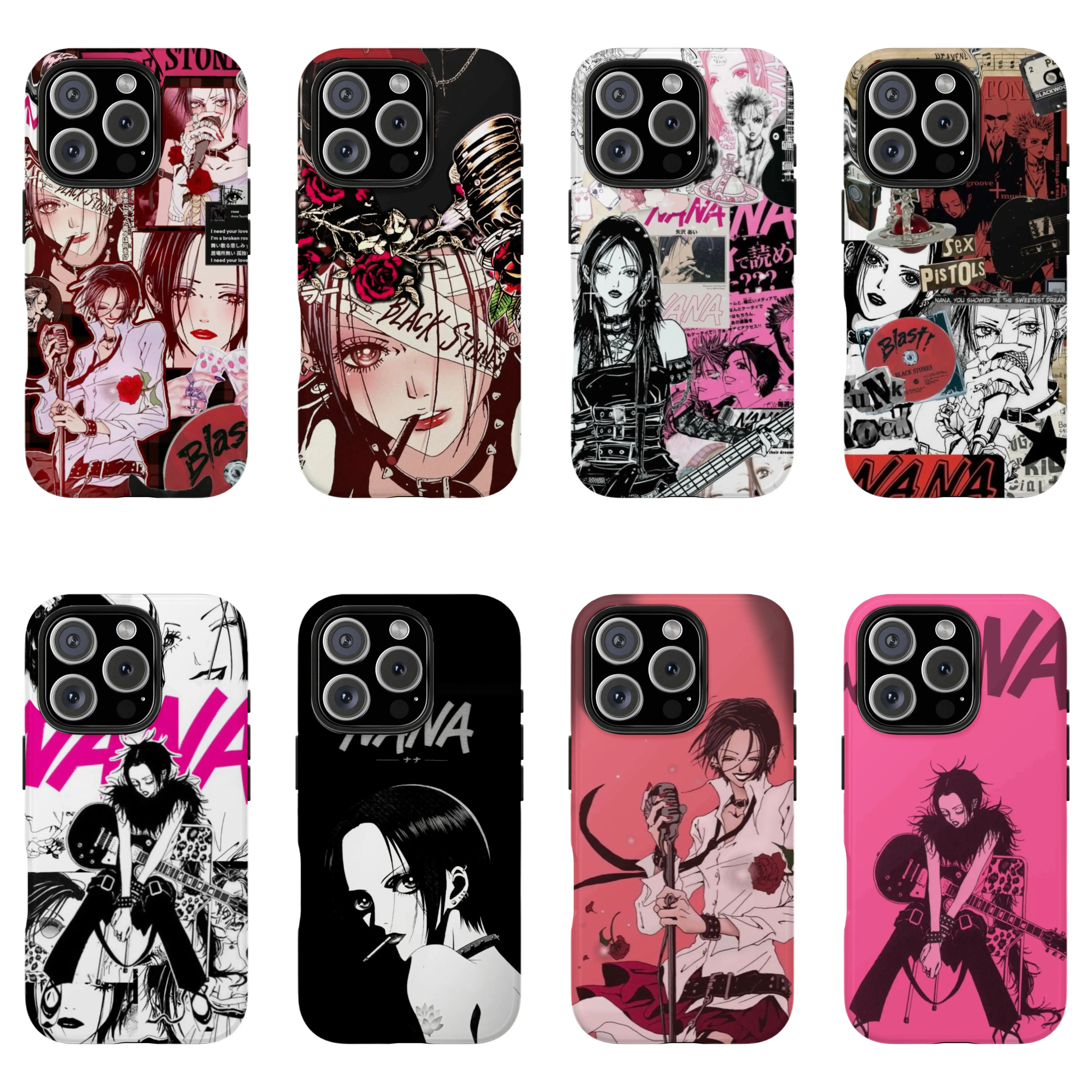 Anime Naaaana Osaki Phone Case,Cool Phone Case,Anime Aesthetic Phone Case,Punk Girl Y2K Vintage Collage Art,For iPhone 17 Pro Max 16 15 14 13 12 11 for Samsung S21 S22 S23 S24 S25 Phone Case,Shockproof Durable Design,Vintage Phone Case,Gifts For Fans